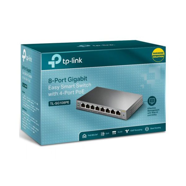 سوئیچ 8 پورت گیگابیت تی پی لینک به همراه 4 پورت POE مدل TL-SG108PE