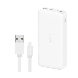 پاوربانک شیائومی مدل Redmi ظرفیت 20000 میلی آمپرساعت به همراه کابل تبدیل microUSB