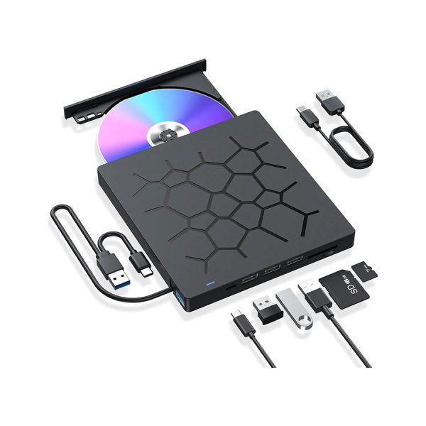 درایو نوری اکسترنال آکستروم AXTROM EXTERNAL CD/DVD DRIVE w/ Card Reader + FULL HUB